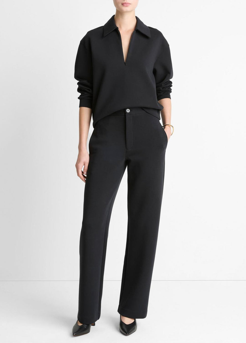 VINCE | Cotton-Blend Trouser in Trousers - BLACK