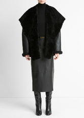 VINCE | Shearling Hooded Jacket in Jackets - BLACK