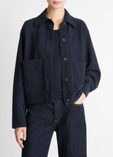 VINCE | Double-Face Cropped Jacket in Jackets - COASTAL BLUE