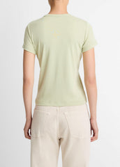 VINCE | Pima Cotton-Blend '90s Shrunken T-Shirt in Short Sleeve - PALE FERN