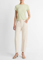 VINCE | Pima Cotton-Blend '90s Shrunken T-Shirt in Short Sleeve - PALE FERN