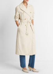 VINCE | Padded Cotton Long Coat in Coats - WHITE TEA