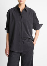 VINCE | Cotton Corduroy Oversized Shirt in Long Sleeve - GRAPHITE