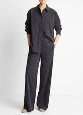 VINCE | Cotton Corduroy Pull-On Pant in Wide Leg - GRAPHITE