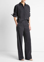 VINCE | Cotton Corduroy Pull-On Pant in Wide Leg - GRAPHITE