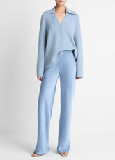 VINCE | Colette High-Rise Fluid Satin Bias Pant in Trousers - PACIFIC