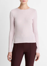 VINCE | Ribbed Pima Cotton Long-Sleeve T-Shirt in Long Sleeve - IRIS QUARTZ