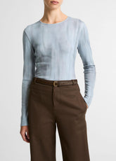 VINCE | Washed Ombré Pima Cotton-Blend Long-Sleeve T-Shirt in Long Sleeve - AZURA WASH