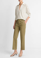 VINCE | Avery Mid-Rise Italian Stretch-Cotton Chino Pant in Trousers - OLIVE STONE