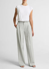 VINCE | Pima Cotton-Blend Draped Relaxed Top in Tank Tops - OPTIC WHITE