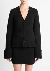 VINCE | Double-Face Wool & Cashmere-Blend Cardigan in Cardigans - BLACK