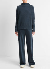 VINCE | Plush Cashmere Funnel-Neck Sweater in Turtleneck - HEATHER TIDE STONE