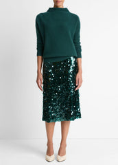 VINCE | Plush Cashmere Funnel-Neck Sweater in Turtleneck - JUNIPER