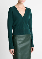 VINCE | Satin-Trim Wool & Cashmere-Blend Cardigan in Cardigans - JUNIPER