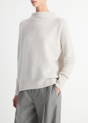 VINCE | Plush Cashmere Funnel-Neck Sweater in Turtleneck - HEATHER PLATINUM