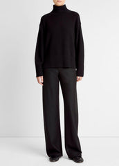 VINCE | Wool-Cashmere Side-Slit Turtleneck Sweater in Turtleneck - BLACK