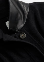 VINCE | Leather-Trim Wool Cape in Accessories - BLACK