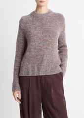 VINCE | Marled Crew Neck Sweater in Crew Neck - COGNAC COMBO