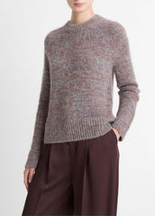VINCE | Marled Crew Neck Sweater in Crew Neck - COGNAC COMBO