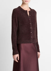VINCE | Metallic Eyelash Cardigan in Cardigans - OXBLOOD