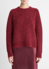VINCE | Brushed Alpaca-Blend Crew Neck Sweater in Crew Neck - ROSE WINE