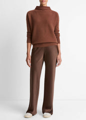 VINCE | Plush Cashmere Funnel-Neck Sweater in Turtleneck - CACAO