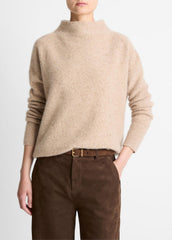VINCE | Donegal Cashmere Funnel-Neck Sweater in Turtleneck - HEATHER OAT DONEGAL