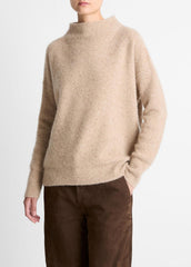VINCE | Donegal Cashmere Funnel-Neck Sweater in Turtleneck - HEATHER OAT DONEGAL