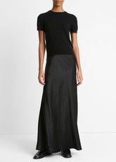 VINCE | Wool & Cashmere-Blend Short-Sleeve Sweater in Crew Neck - BLACK