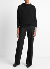 VINCE | Plush Cashmere Funnel-Neck Sweater in Turtleneck - BLACK