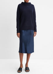 VINCE | Plush Cashmere Funnel-Neck Sweater in Turtleneck - COASTAL BLUE