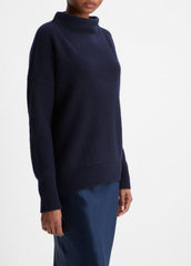 VINCE | Plush Cashmere Funnel-Neck Sweater in Turtleneck - COASTAL BLUE