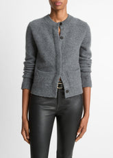 VINCE | Plush Cashmere Shrunken Cardigan in Cardigans - HEATHER GRAPHITE