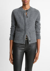 VINCE | Plush Cashmere Shrunken Cardigan in Cardigans - HEATHER GRAPHITE