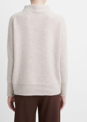 VINCE | Plush Cashmere Funnel-Neck Sweater in Turtleneck - MARBLE