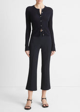 VINCE | Ribbed Cashmere-Silk Cardigan in Cardigans - COASTAL BLUE