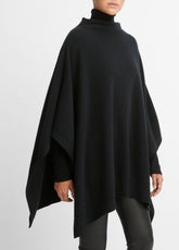 VINCE | Merino Wool-Cashmere Funnel-Neck Poncho in Accessories - BLACK