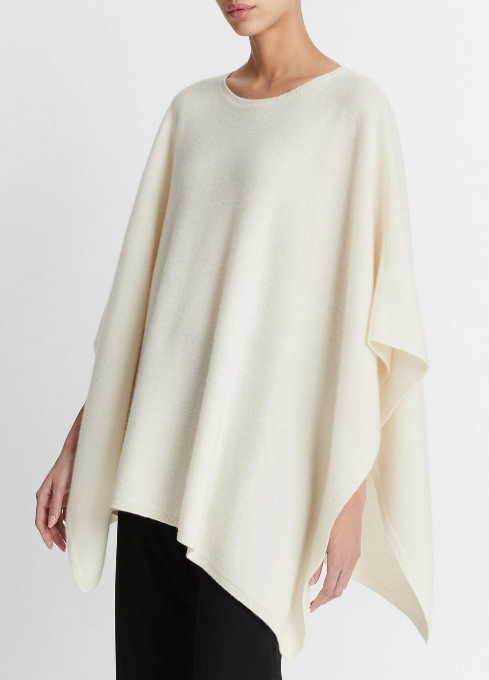 VINCE | Reverse-Jersey Cashmere Boat-Neck Poncho in Sweaters - OPTIC WHITE