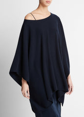 VINCE | Reverse-Jersey Cashmere Boat-Neck Poncho in Sweaters - COASTAL BLUE