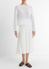 VINCE | Italian Coated Cotton-Blend Sweater in Crew Neck - OPTIC WHITE