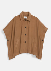 VINCE | Leather-Trim Wool Cape in Accessories - CAMEL