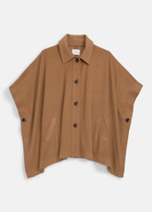 VINCE | Leather-Trim Wool Cape in Accessories - CAMEL
