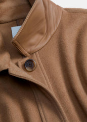 VINCE | Leather-Trim Wool Cape in Accessories - CAMEL