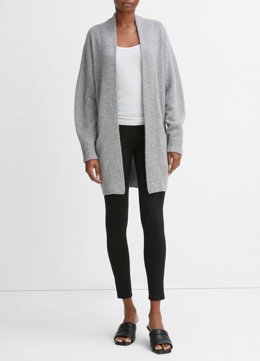 VINCE | Cashmere Open-Front Cardigan in Cardigans - MEDIUM HEATHER GREY