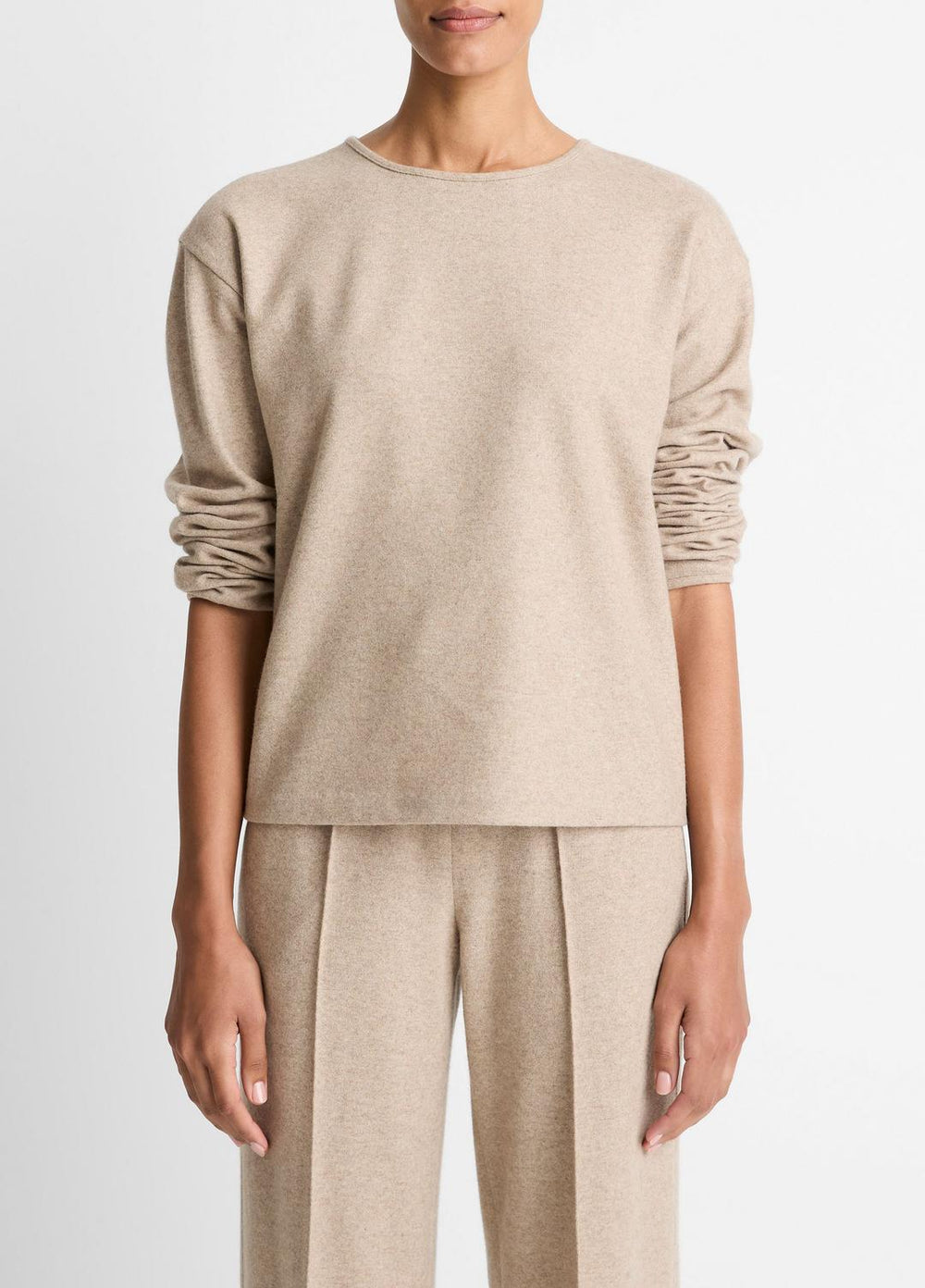 VINCE | Italian Wool-Blend Lounge Pullover in Sweatshirts & Hoodies - HEATHER MARZIPAN