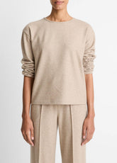 VINCE | Italian Wool-Blend Lounge Pullover in Sweatshirts & Hoodies - HEATHER MARZIPAN