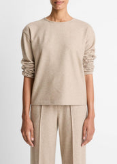 VINCE | Italian Wool-Blend Lounge Pullover in Sweatshirts & Hoodies - HEATHER MARZIPAN