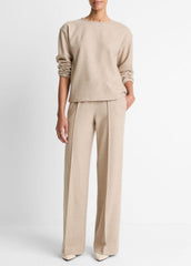 VINCE | Italian Wool-Blend Lounge Pullover in Sweatshirts & Hoodies - HEATHER MARZIPAN