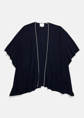VINCE | Tipped Jersey-Knit Cashmere Cape in Sweaters - COASTAL BLUE/WHITE