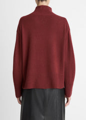 VINCE | Wool-Cashmere Side-Slit Turtleneck Sweater in Turtleneck - BORDEAUX